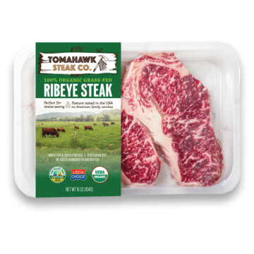 A package of ribeye steak by Tomahawk Steak Co, a branded product concept from The Paleo Diet