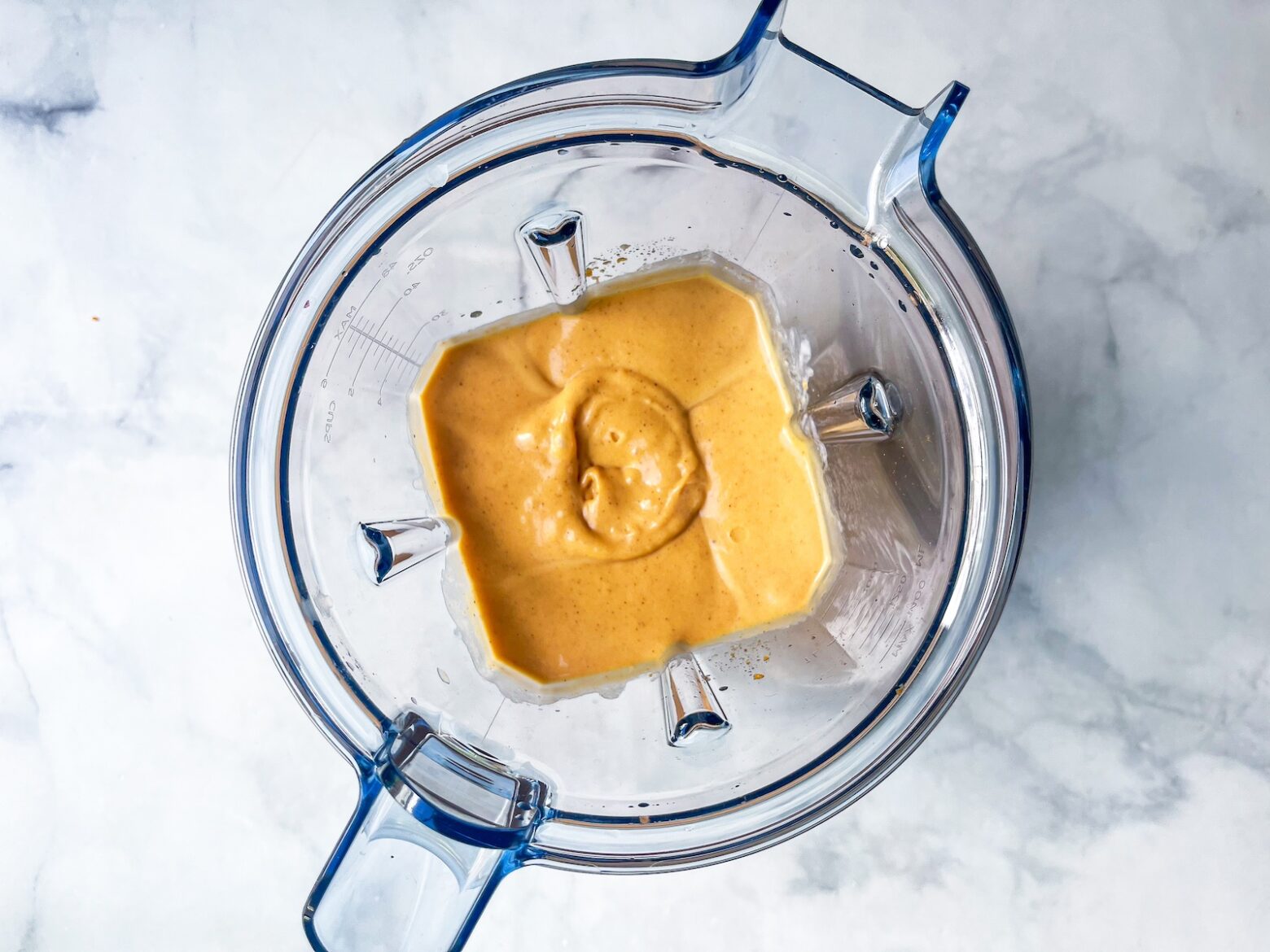Sweet potato smoothie bowl in blender.