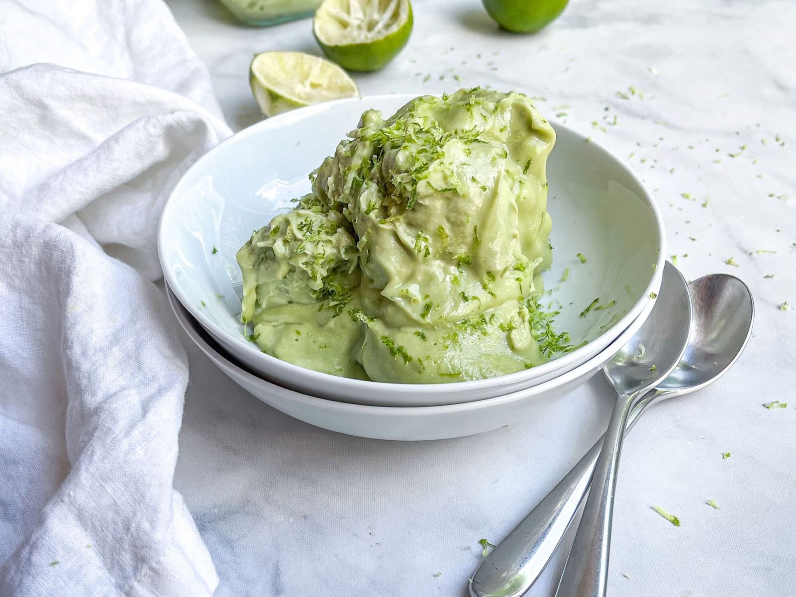 Coconut Ice Cream with Lime and Avocado