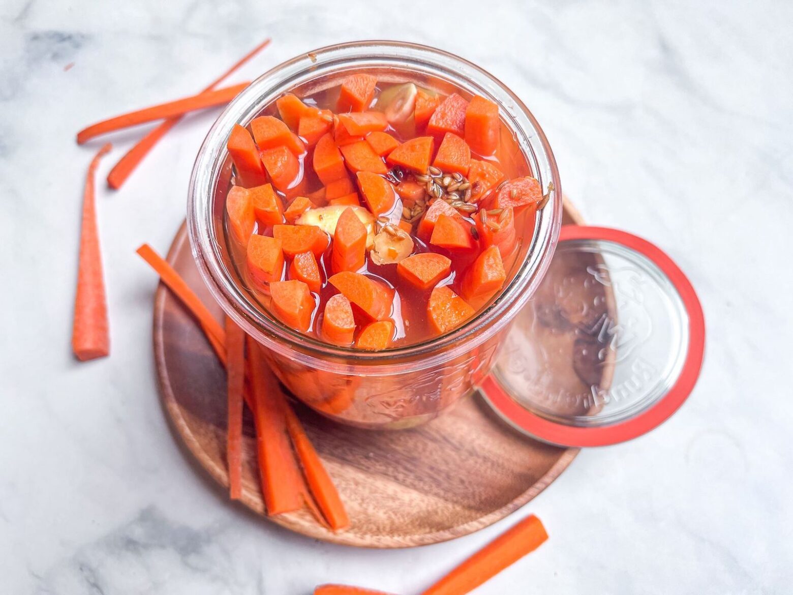 cumin pickled carrots finished bird eye