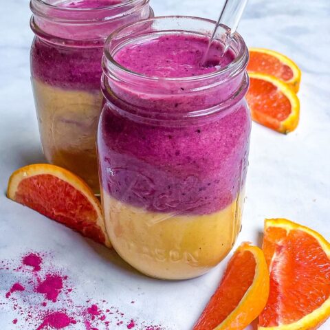 layered smoothies done with straw
