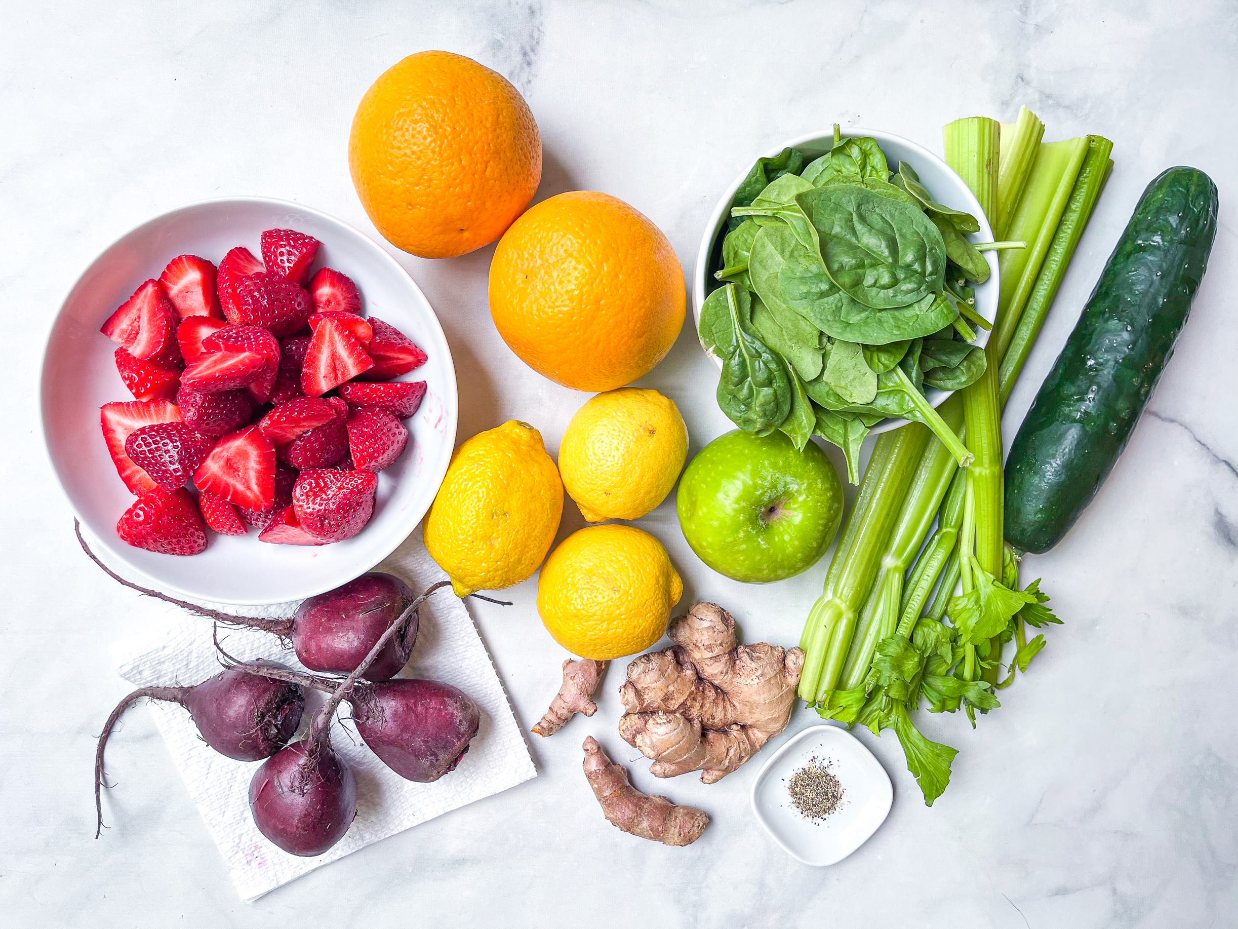 colorful ingredients for wellness shots