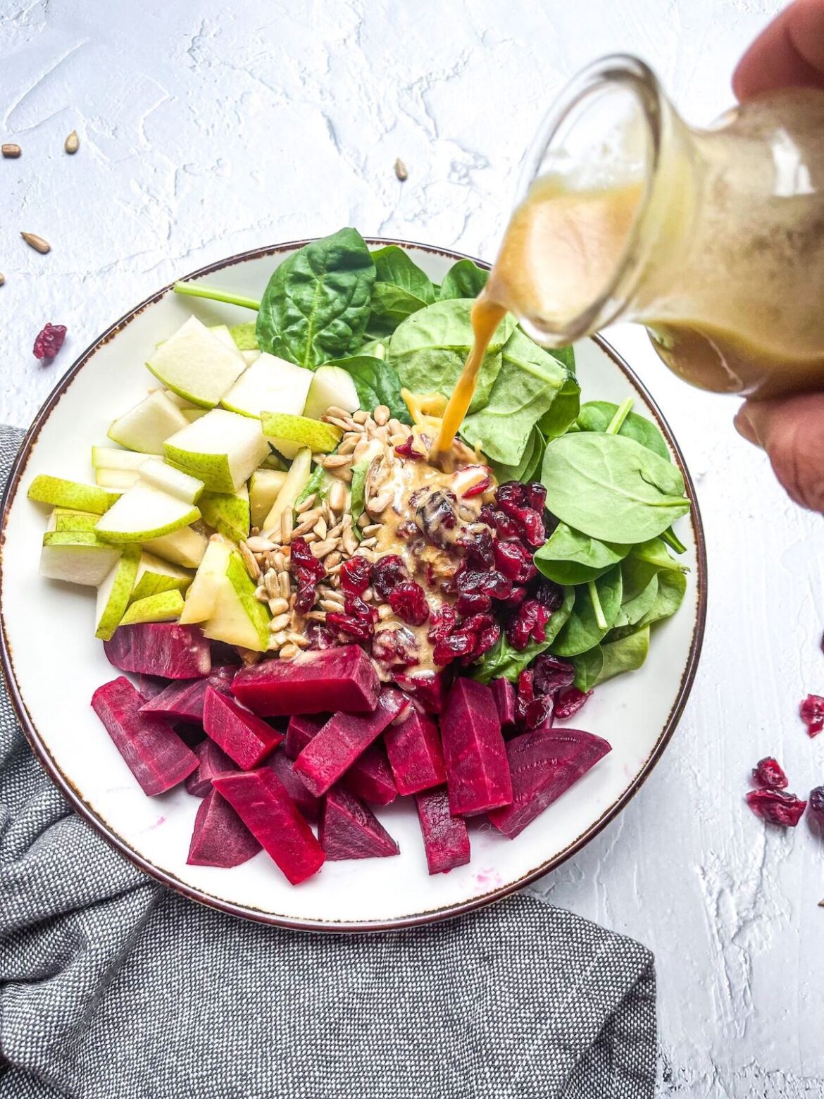 pear and beet pouring dressing