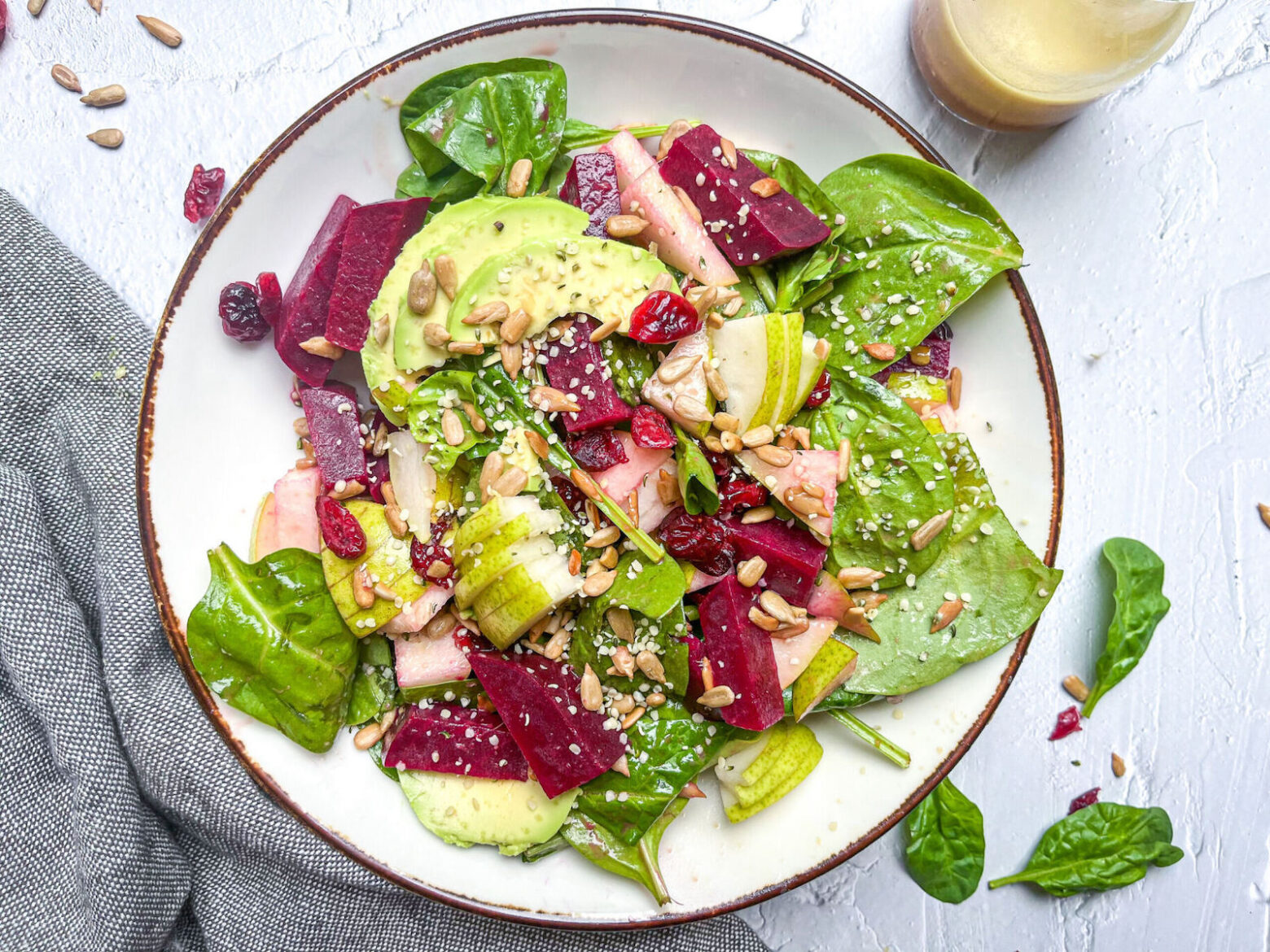 pear and beet salad plated