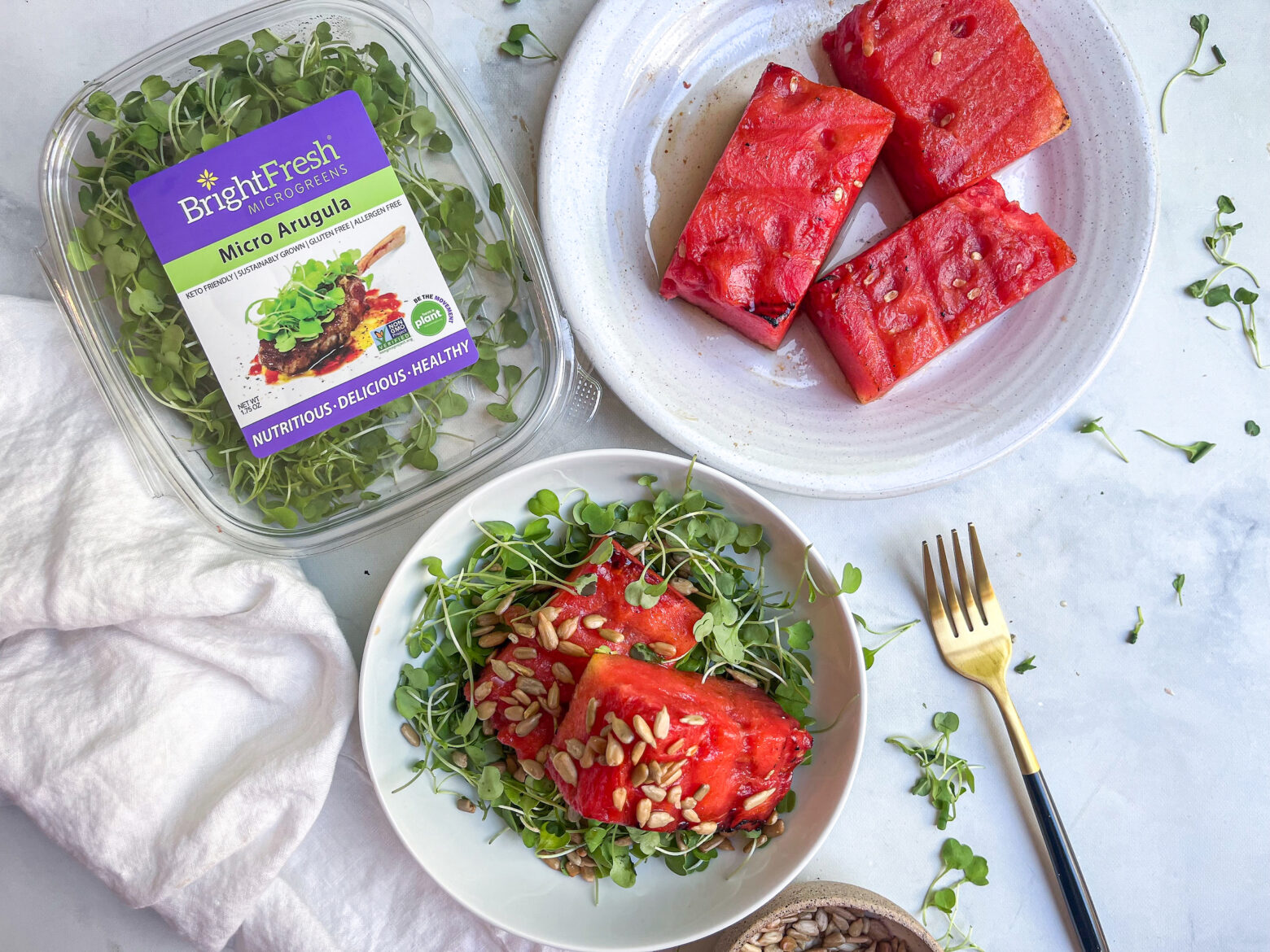 Watermelon Salad with Microgreens finished