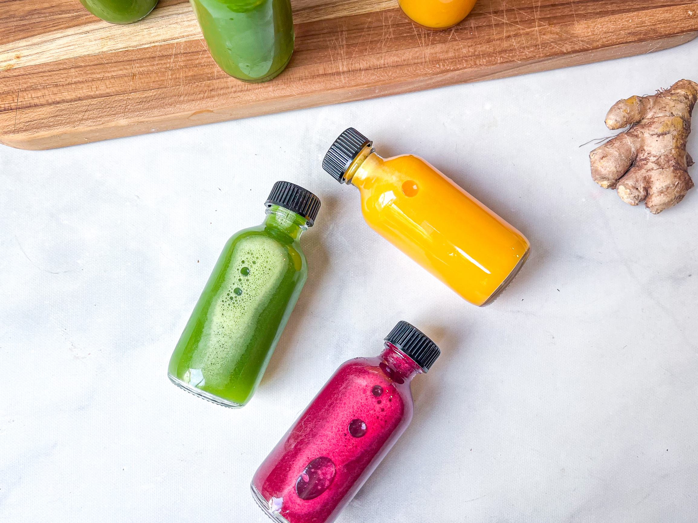 wellness shots in jars on the counter