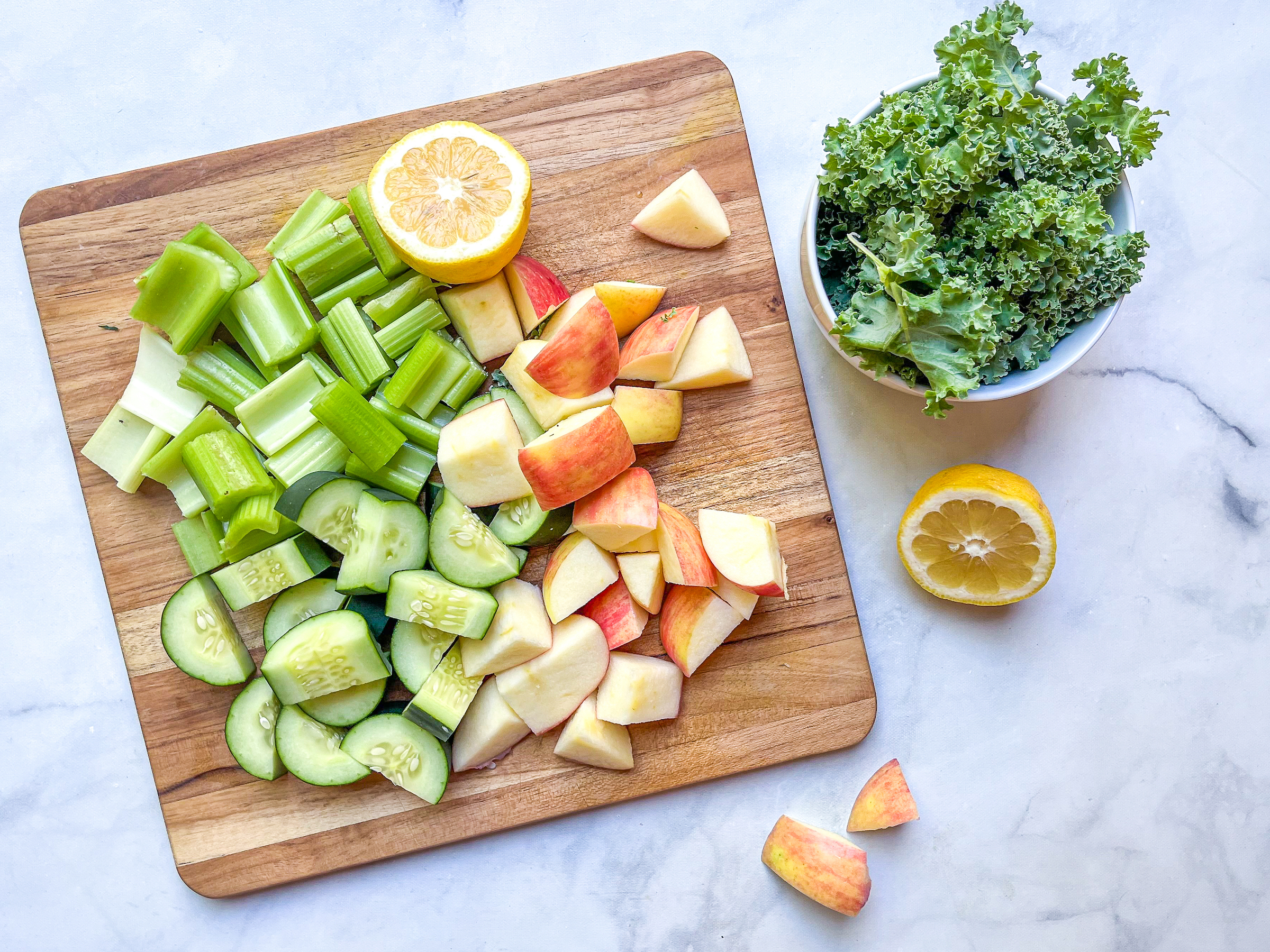 Green Juice chopped ingredients