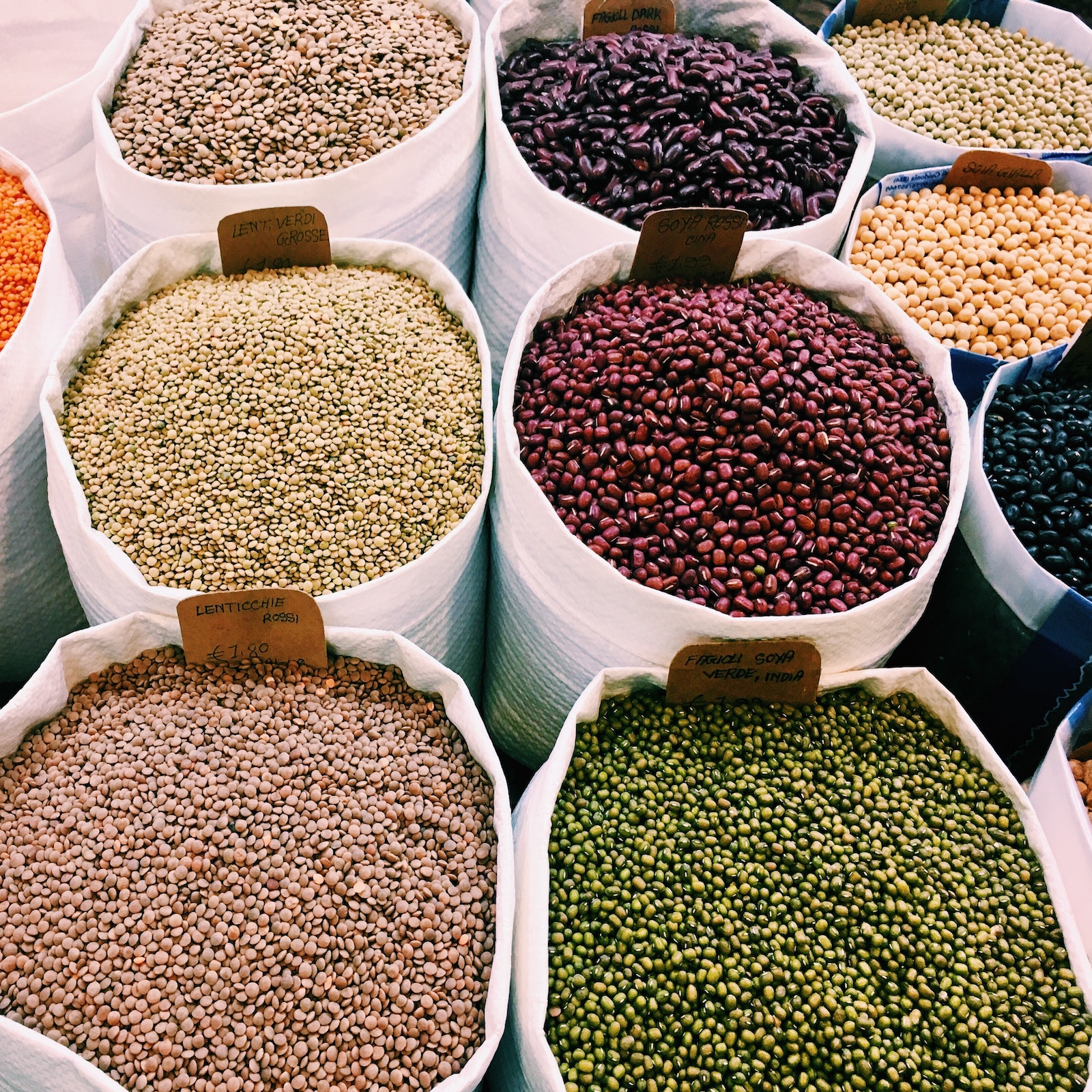 barrels of beans and legumes