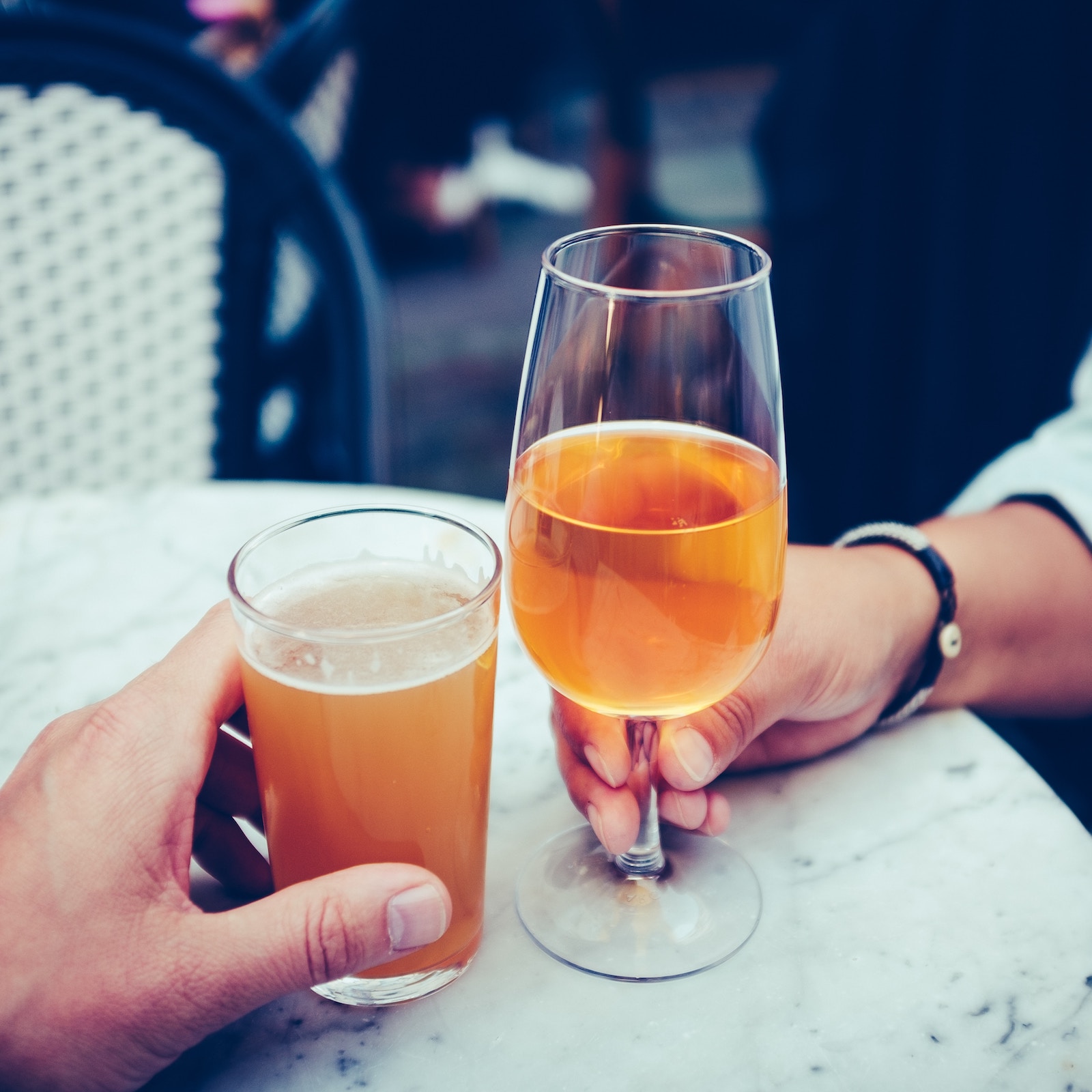 wine and beer being cheered