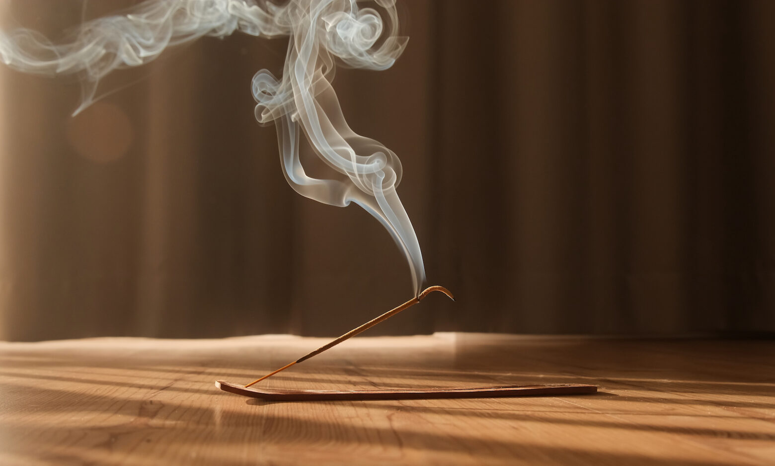 Burning aromatic incense smoky stick for meditation and relaxing.