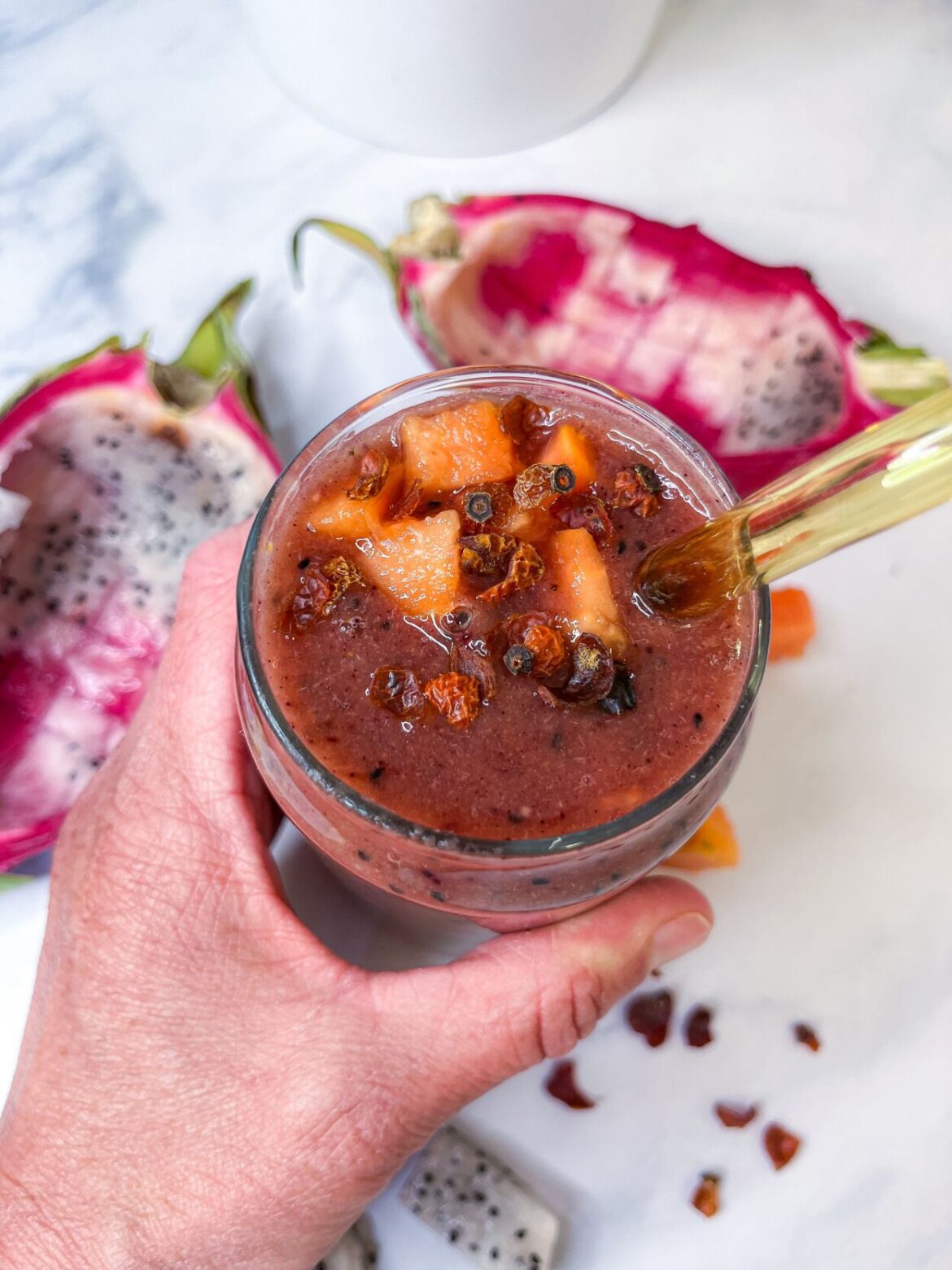 immune-boosting papaya dragonfruit smoothie