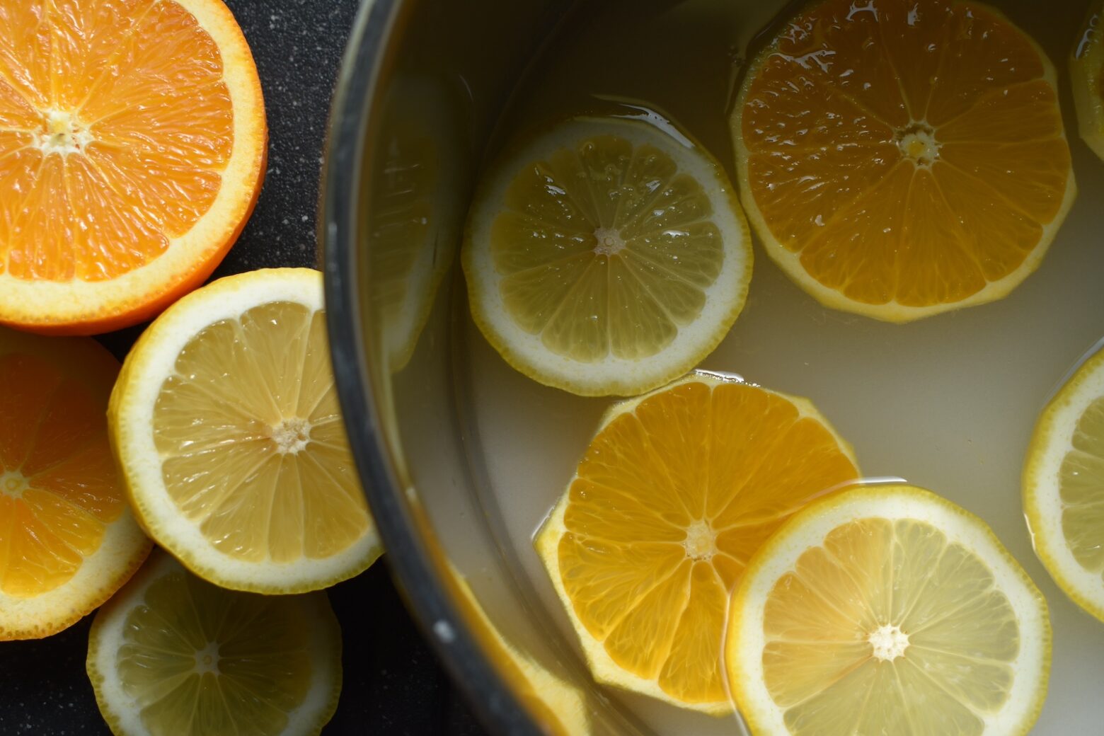 lemons and oranges in a simmer pot