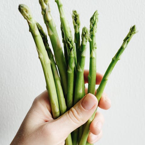 Person Holding Green Asparagus