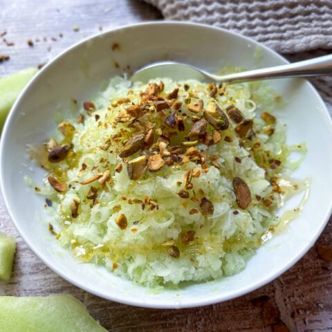 Honeydew granita in a bowl