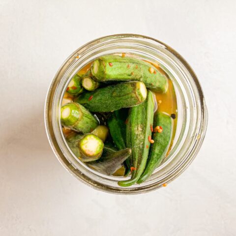 Pickled okra birdseye view