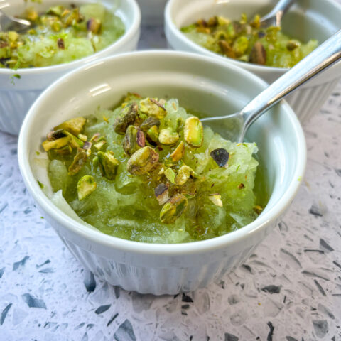 Paleo honeydew granita in ramekins