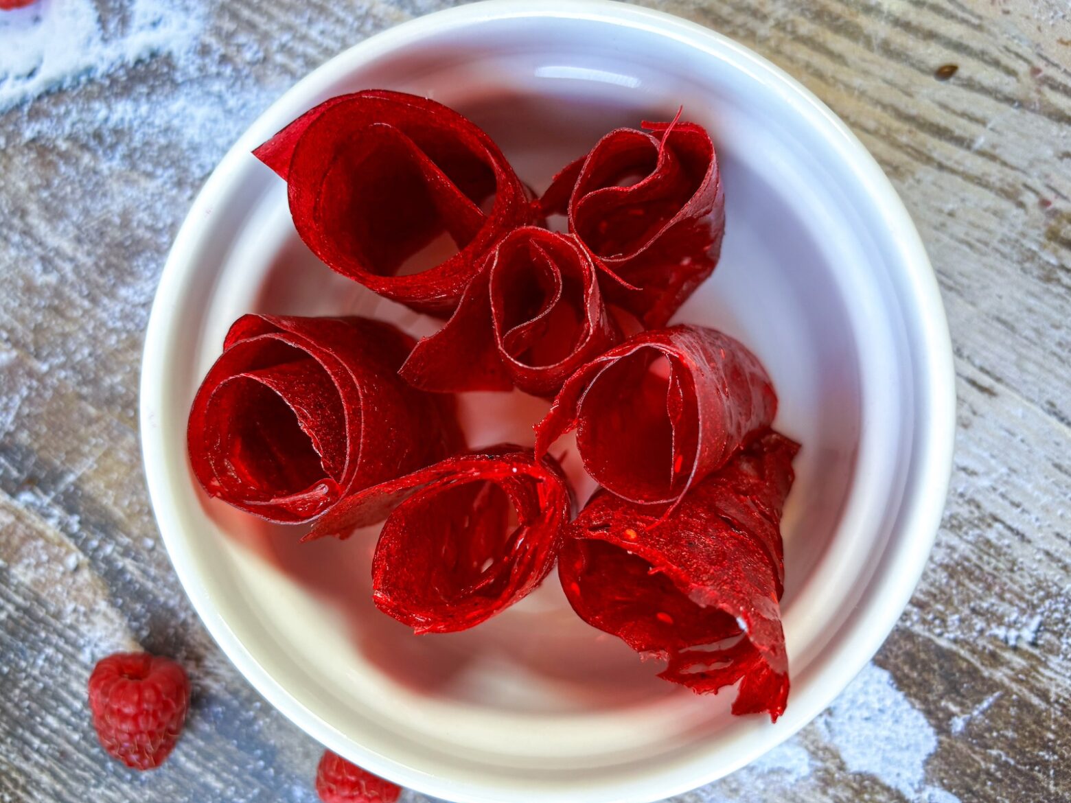 Raspberry-thyme fruit roll-ups finished_birdseye view