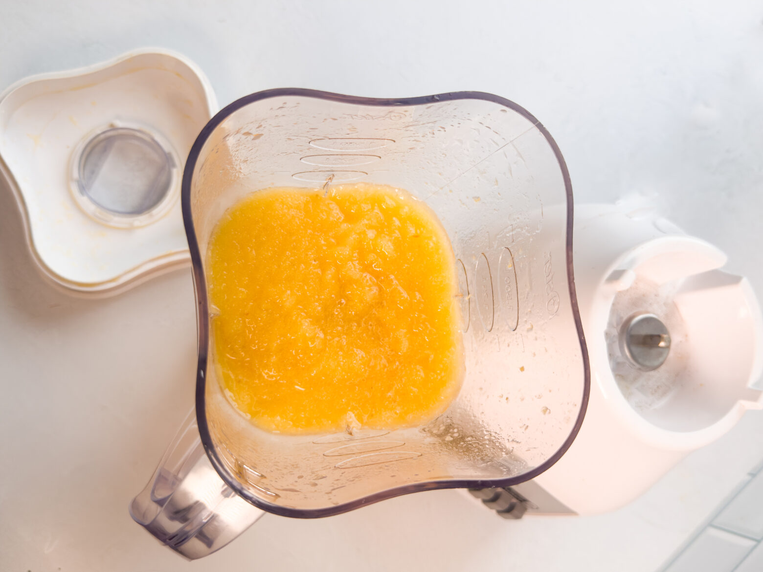 Frozen Peach Green Tea in a blender