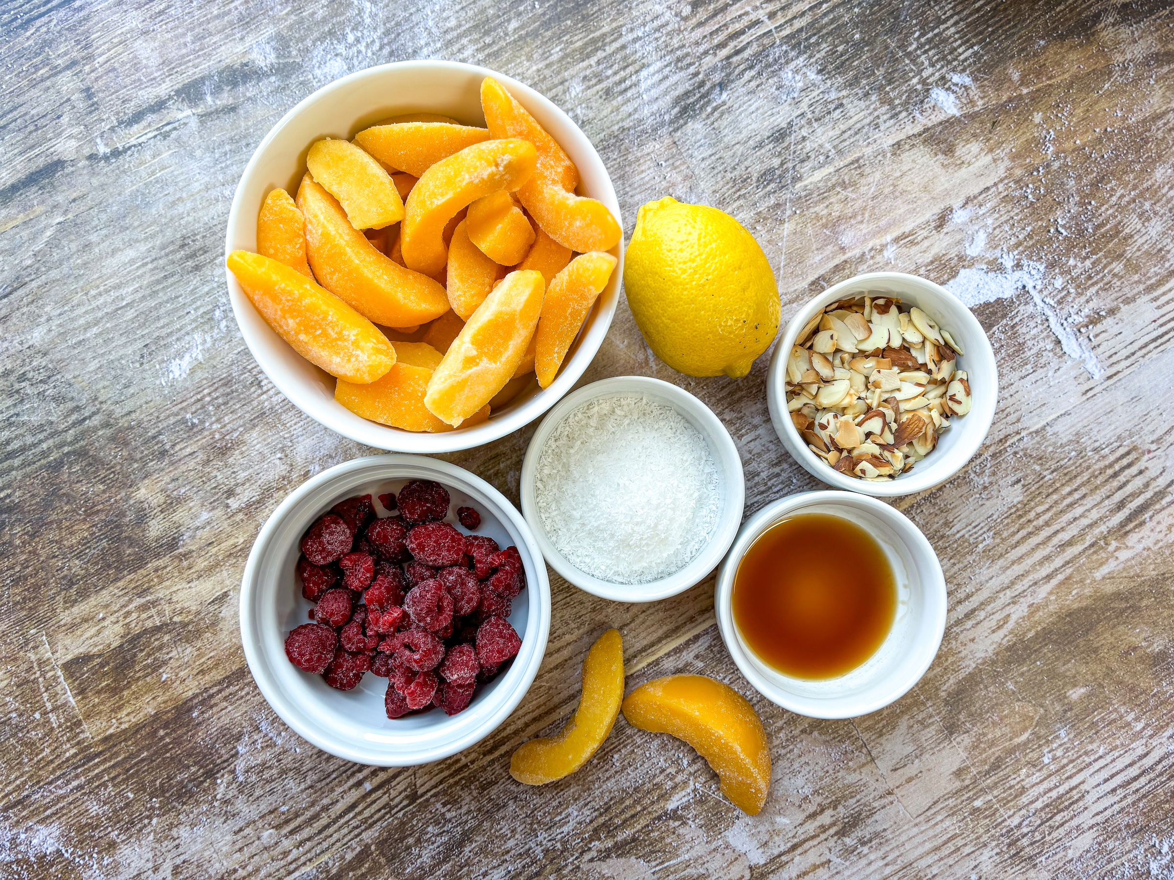 Ingredients for peach sherbet