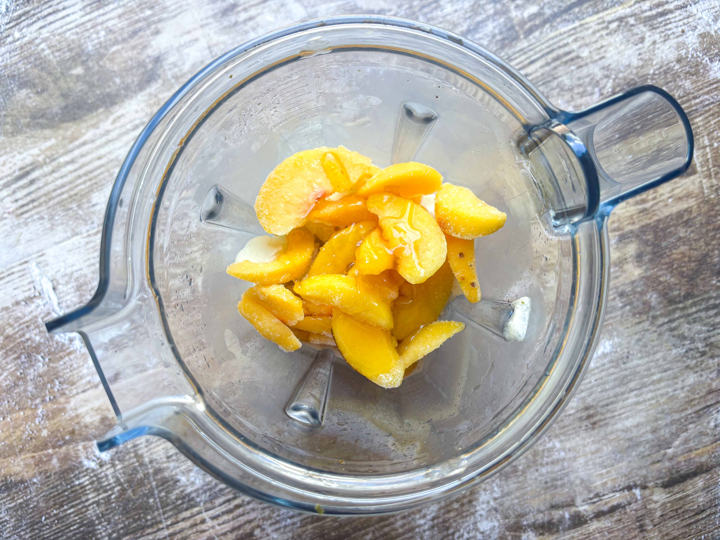 Peaches in a blender.
