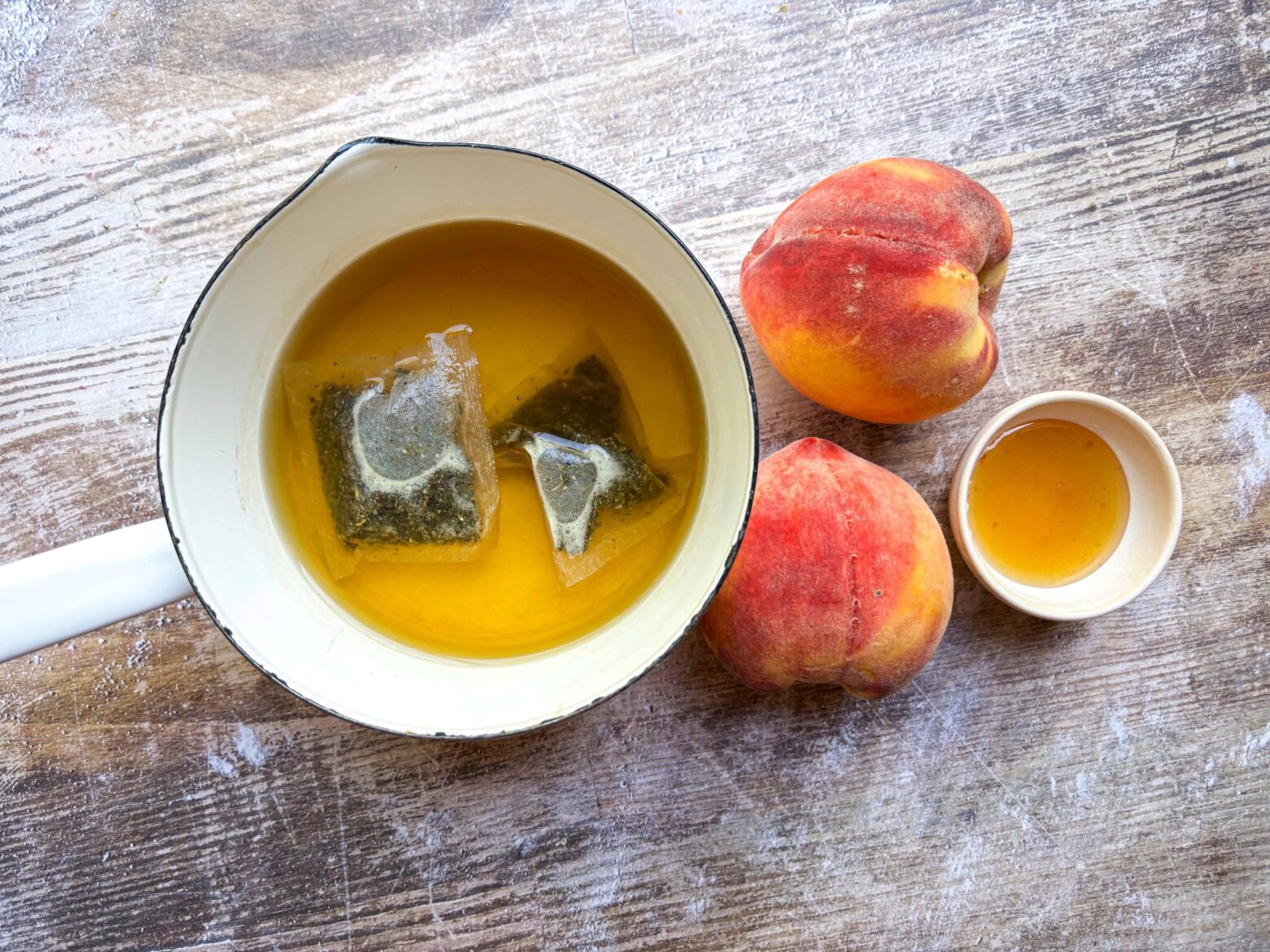 Ingredients for Frozen Peach Green Tea