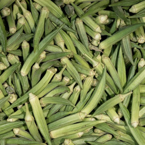 overhead view of okra