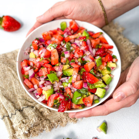 strawberry salsa in a bowl