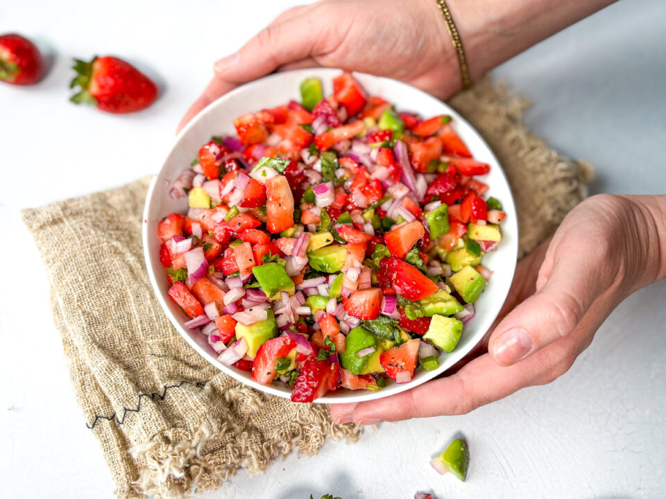 strawberry salsa in a bowl