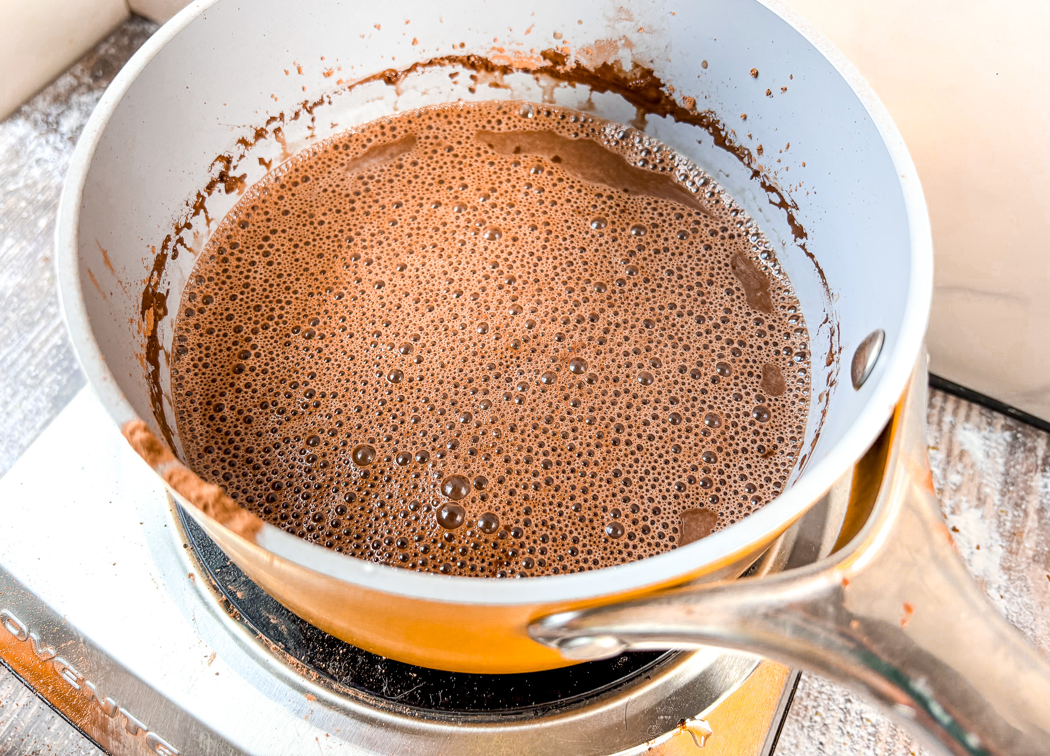 Cacao martini on stove. 