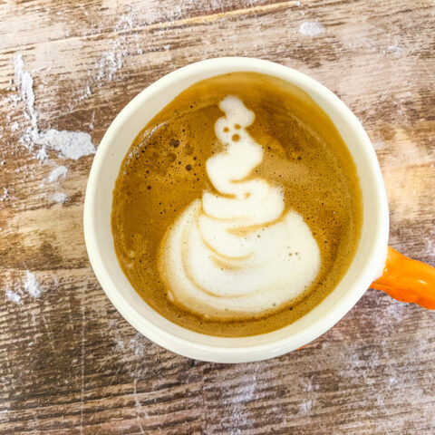 Ghost design on a latte.