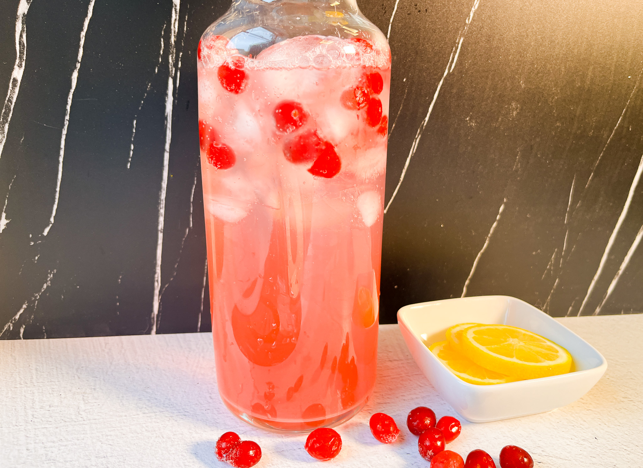 Sparkling citrus digestif finished in a pitcher. 