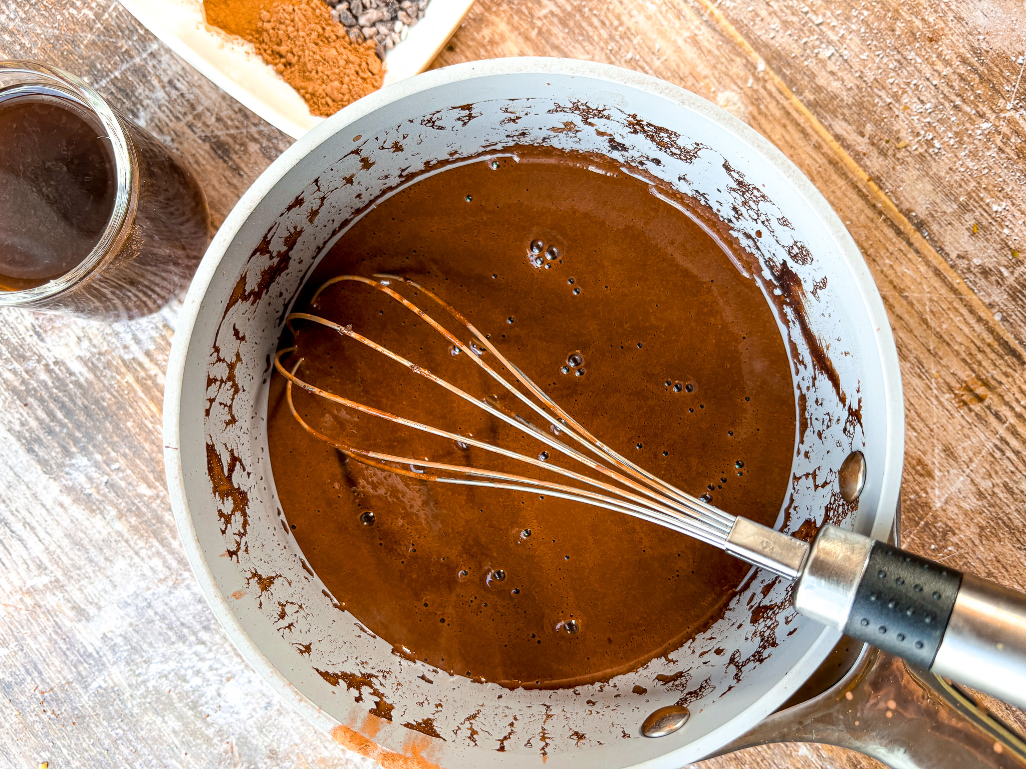 Cacao syrup being made.