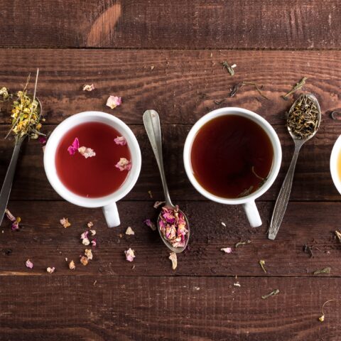 four different tea types in a row