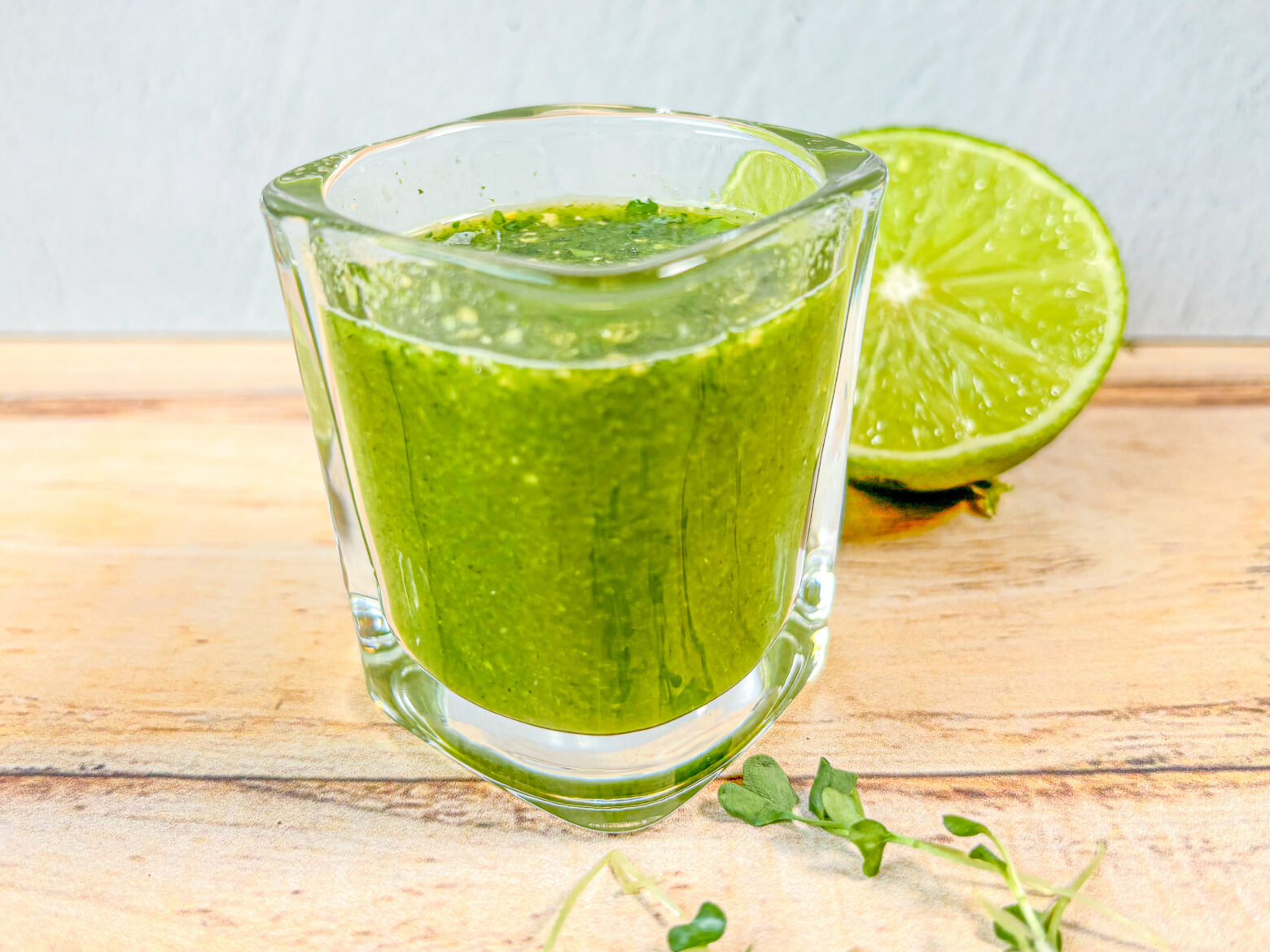 Broccoli Microgreens Wellness Shot finished and ready to take.