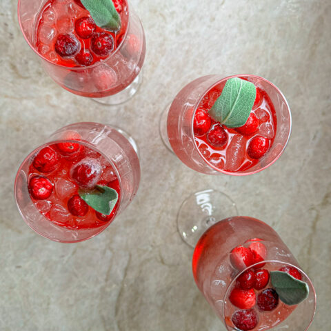 Cranberry mocktails finished in a birdseye view.