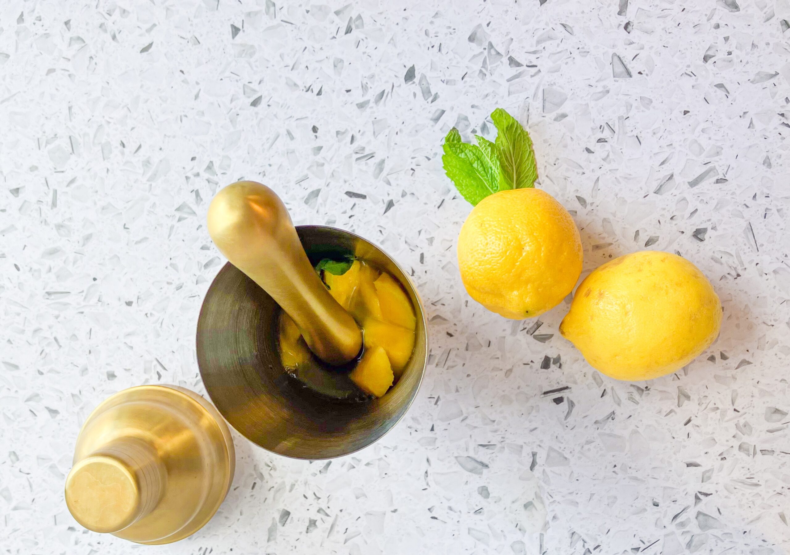 Mango mint lemonade birdseye view. 