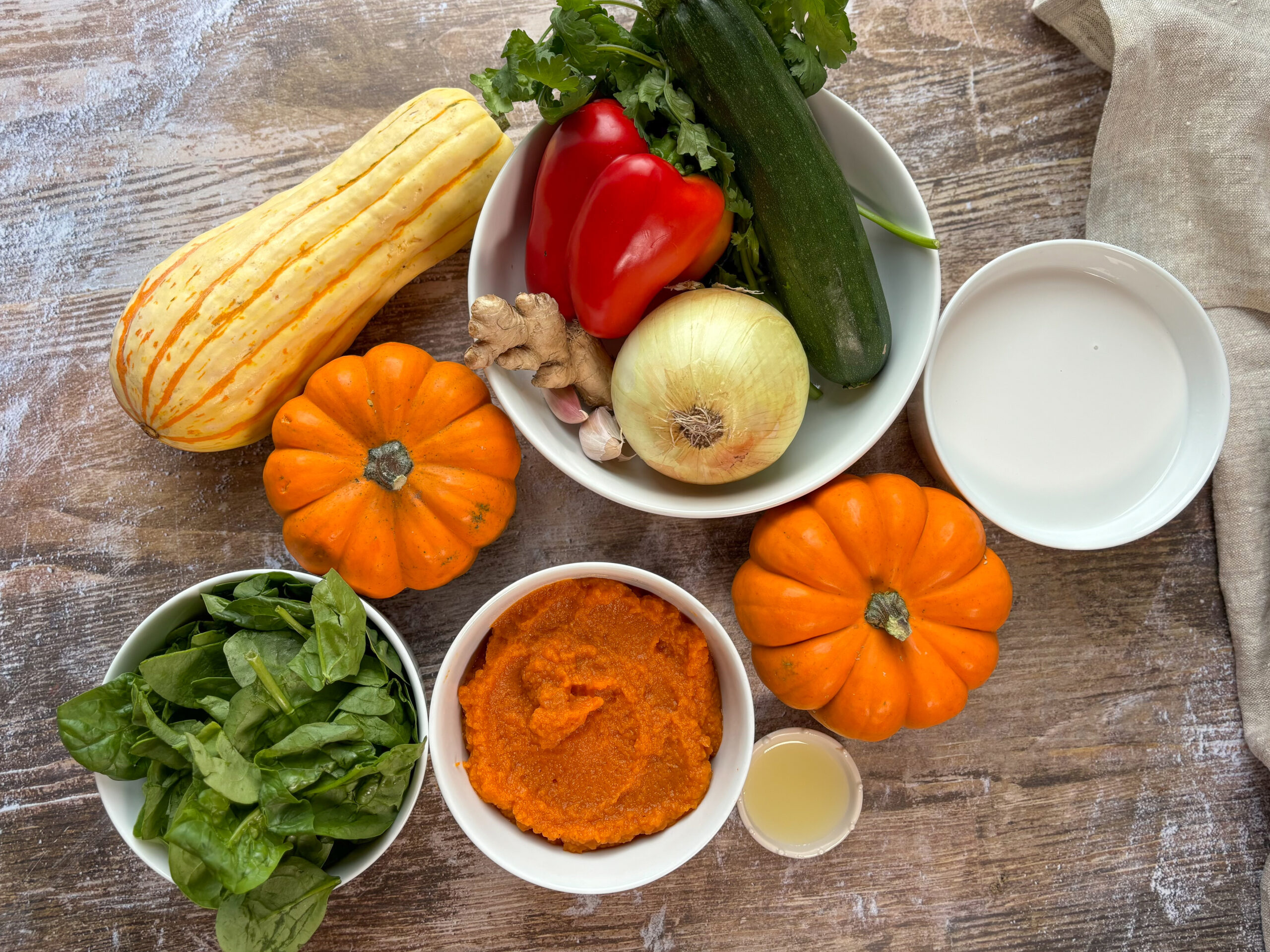 Pumpkin curry ingredients.