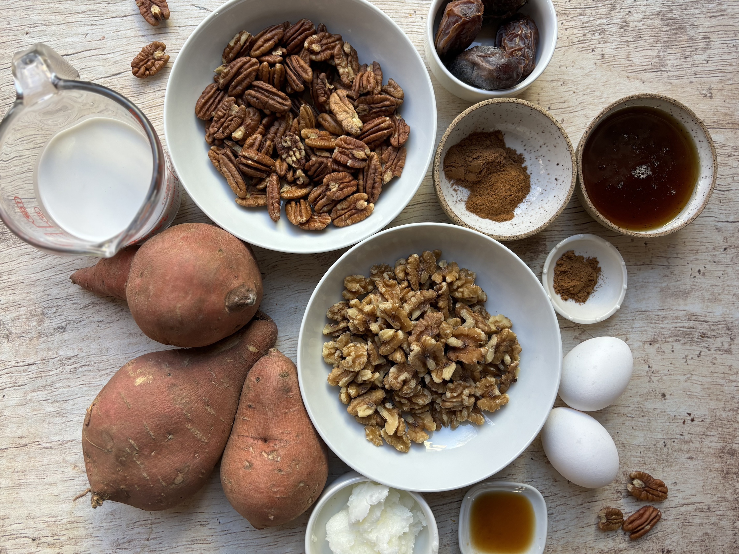 Sweet potato pie recipe ingredients.