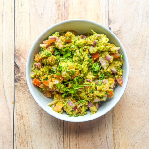 Microgreens guacamole in a bowl.