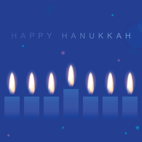 Hanukkah candles in blue.