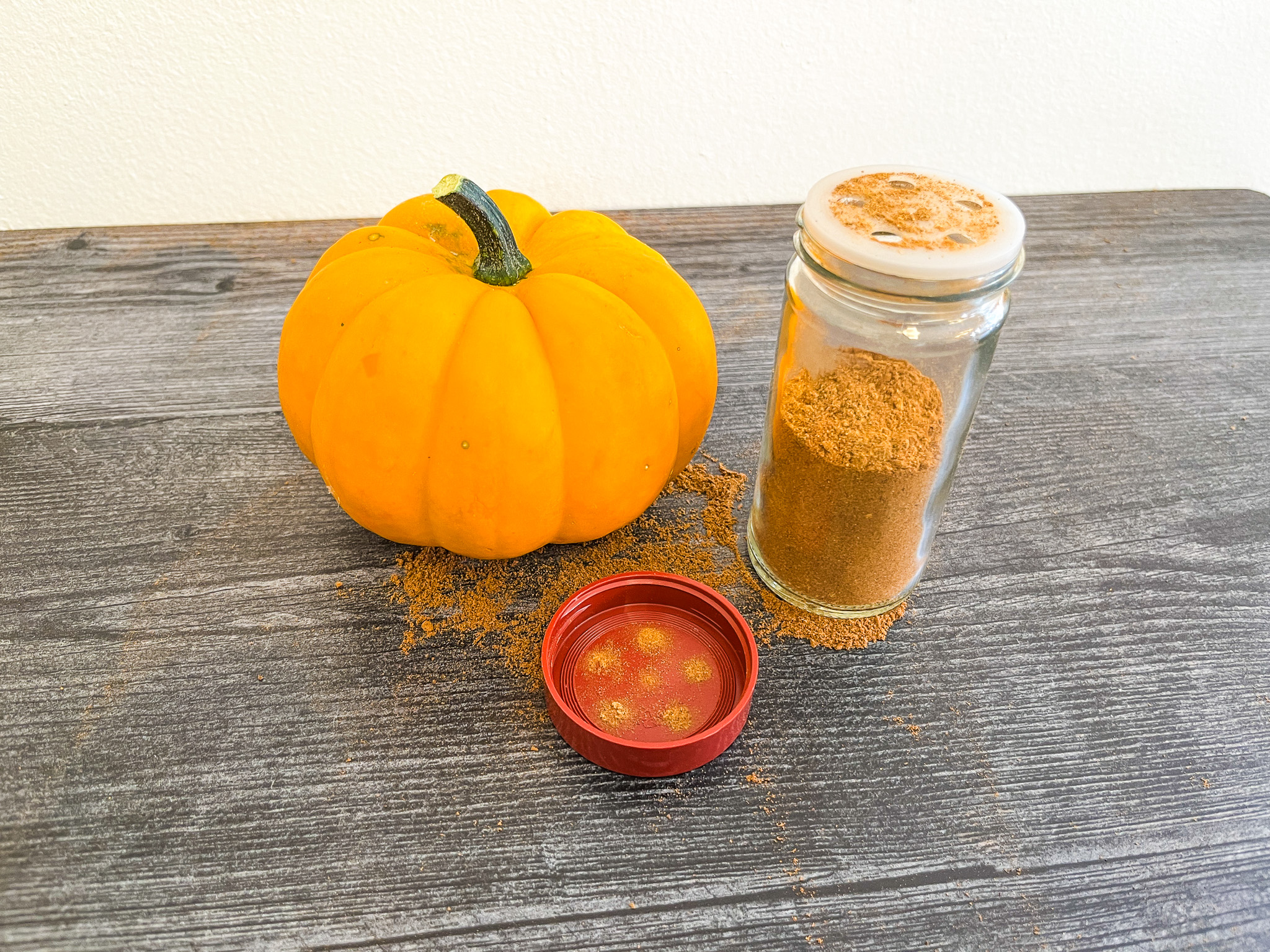 Pumpkin pie spice finished in an open jar.