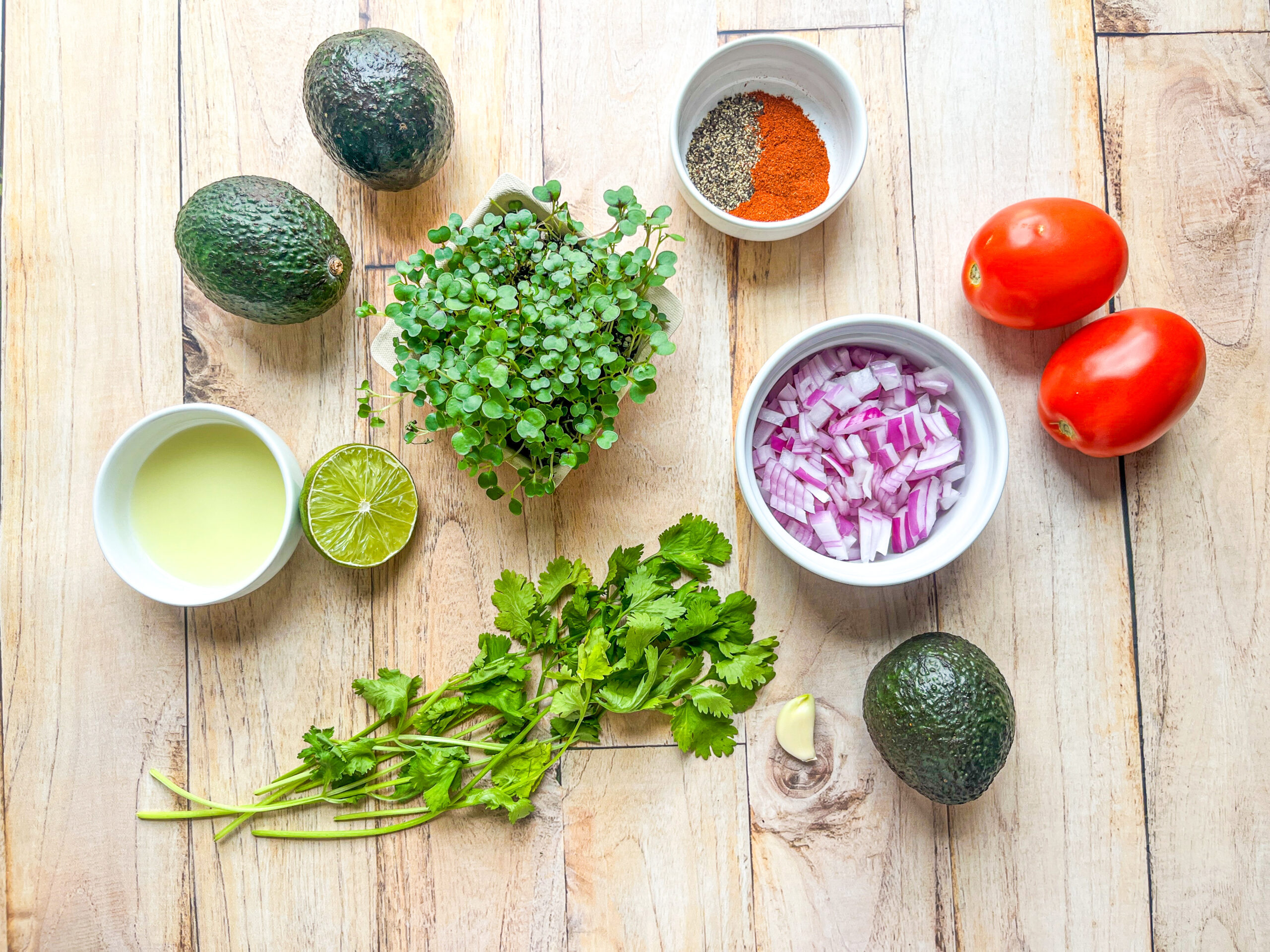 Microgreens guacamole ingredients