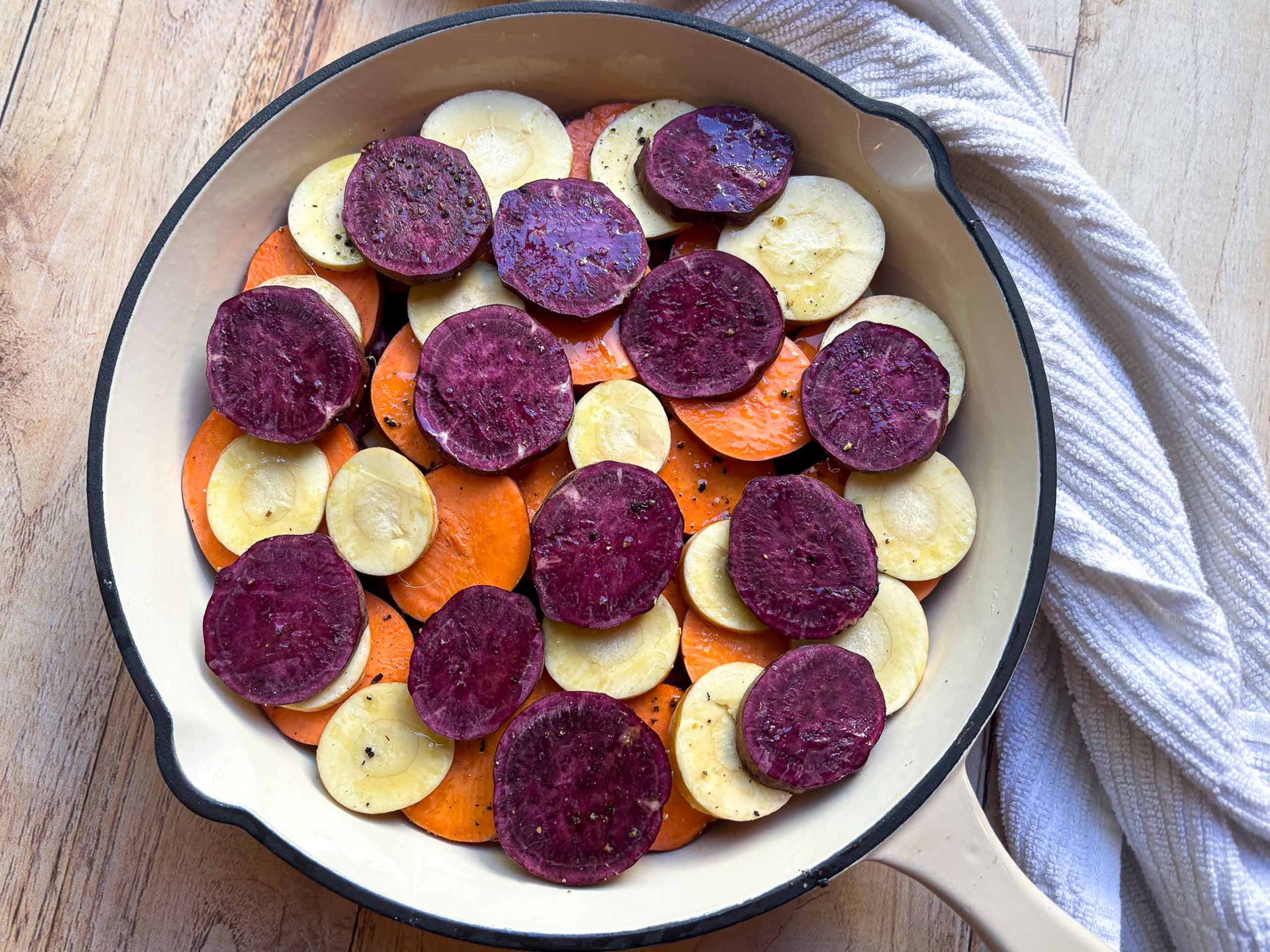 Sweet Potato Pommes Anna before baking.