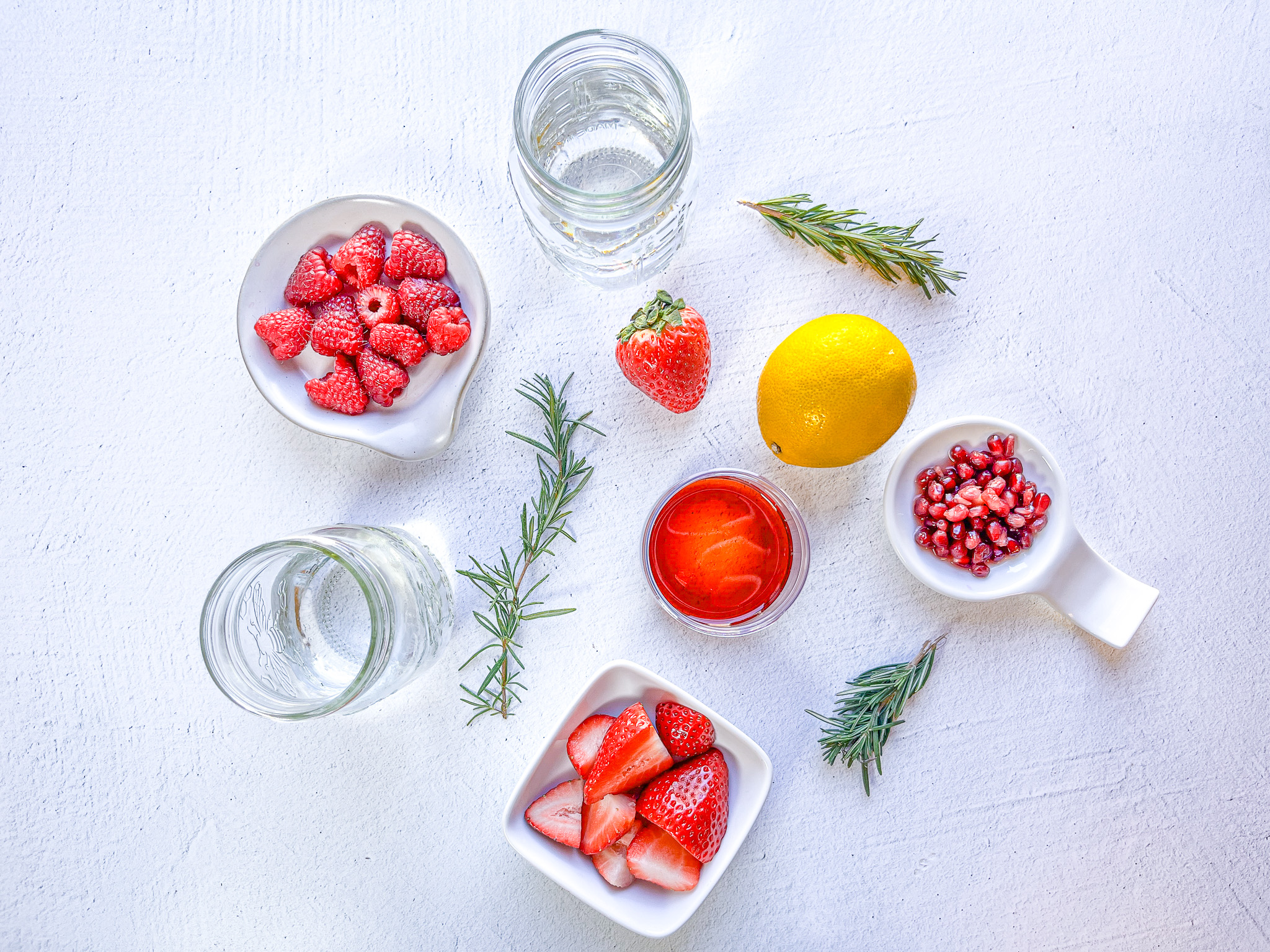 Strawberry sour mocktail ingredients. 