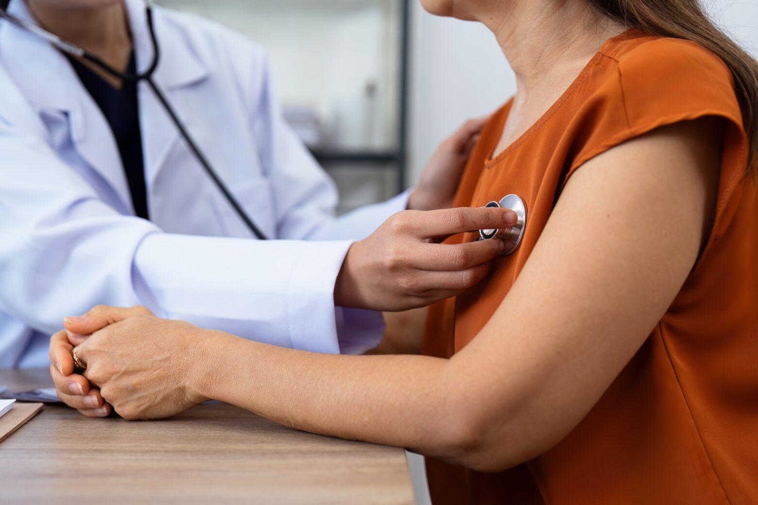 Image of a woman getting her heart checked for cardiovascular health