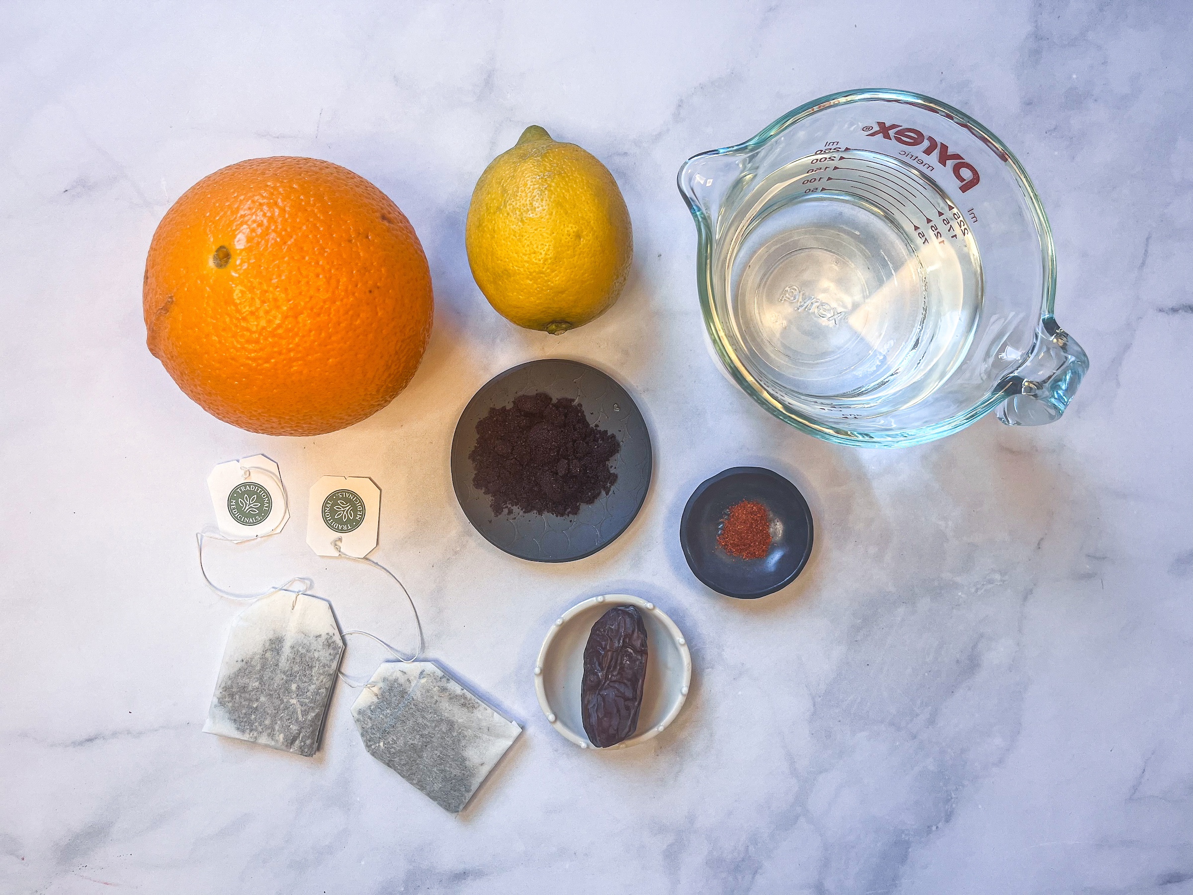 Elderberry citrus elixir ingredients. 