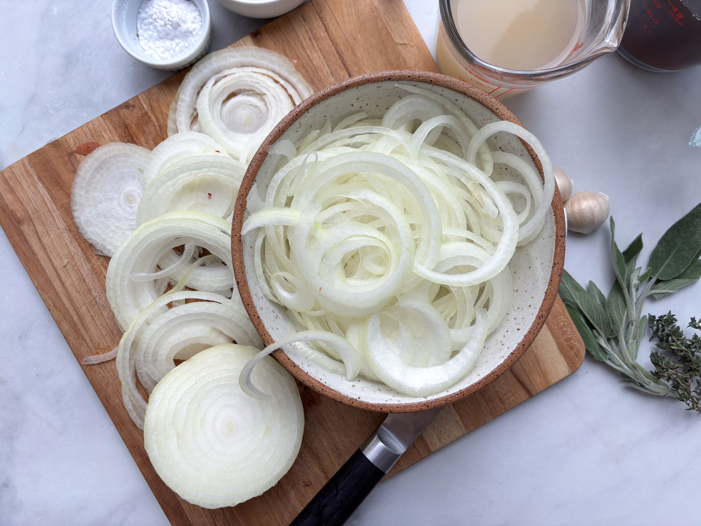 Preparing the onions for the French Onion Soup