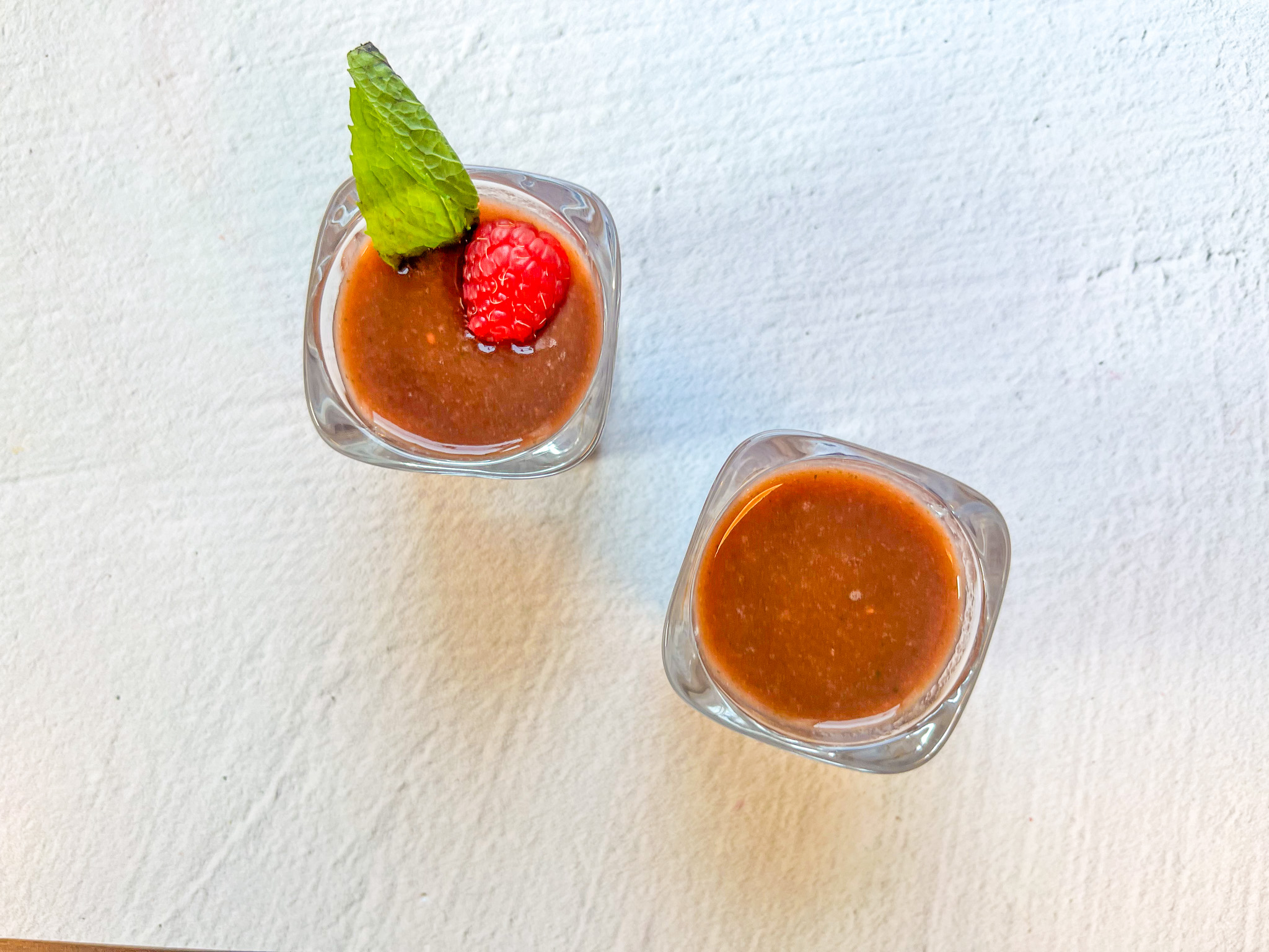 Raspberry mint health shots from a birdseye view. 