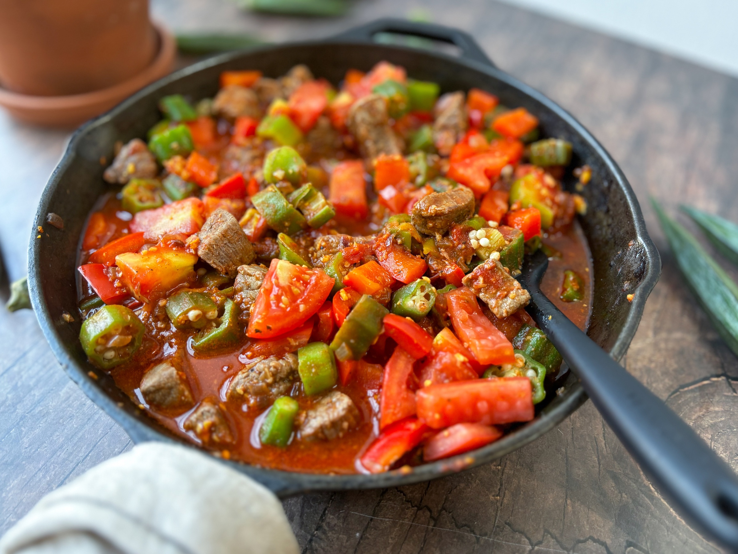 Beef-Okra-Stew-in-Pan-with-Spoon-Finished