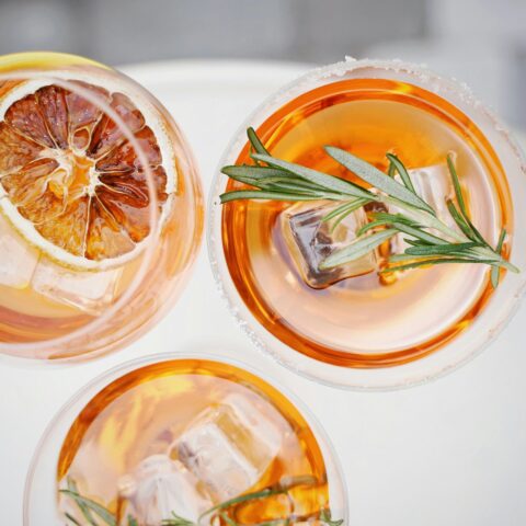 Overhead view of some orange mocktails